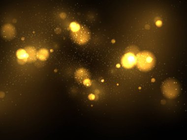 Vektör eps 10 altın parçacıkları. Parlak sarı bokeh daireler altın lüks arka plan soyut