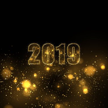 EPS 10 2019 parlak altın parıltı dokulu numaraları. Yeni yıl altın lüks arka plan