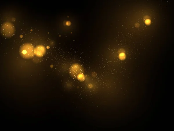 Vektor Eps Gyllene Partiklar Glödande Gula Bokeh Cirklar Abstrakt Guld — Stock vektor