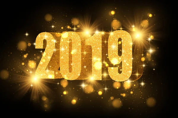EPS 10 2019 parlak altın parıltı dokulu numaraları. Yeni yıl altın lüks arka plan