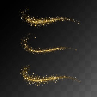 Vektör eps 10 izole parlak altın glitter dekoratif öğe kümesi