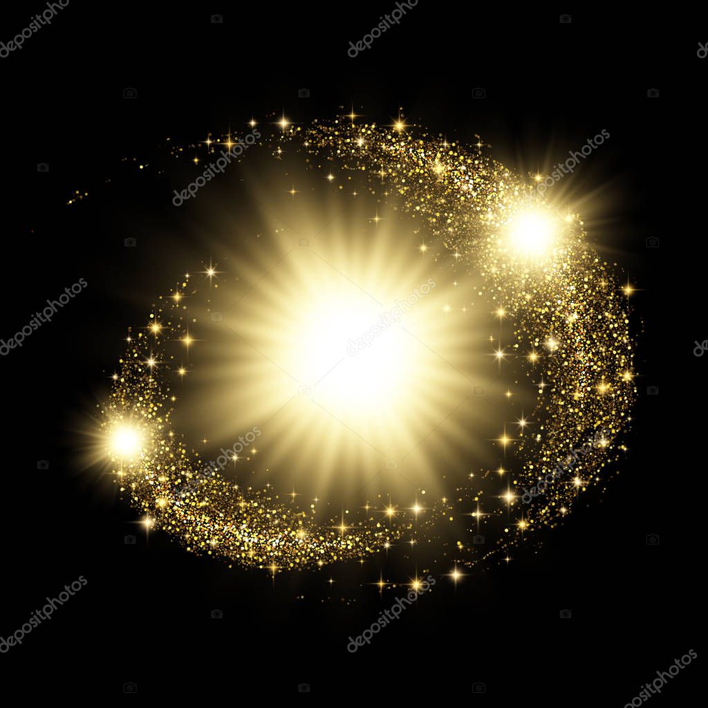 Vector eps 10 circular sparkling golden glitter banner design. Luxury decorative element