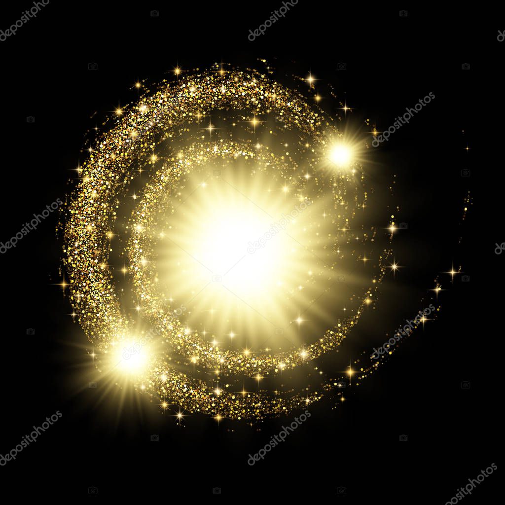 Vector eps 10 circular sparkling golden glitter banner design. Luxury decorative element