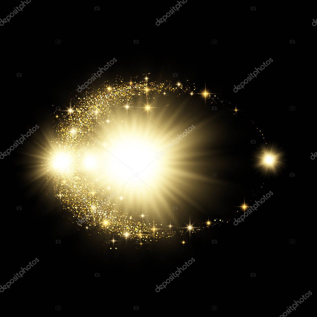 Vector eps 10 circular sparkling golden glitter banner design. Luxury decorative element