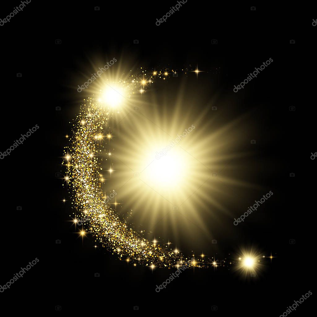 Vector eps 10 circular sparkling golden glitter banner design. Luxury decorative element