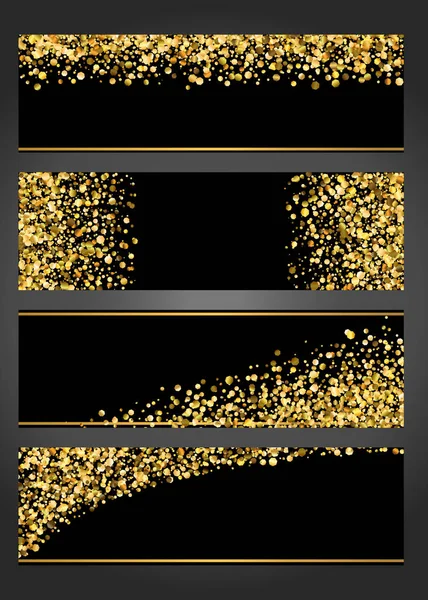 Ensemble Bannières Confettis Dorées Vector Eps — Image vectorielle