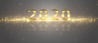 Yeni yıl şenlikli 2020 altın sayılar arka plan