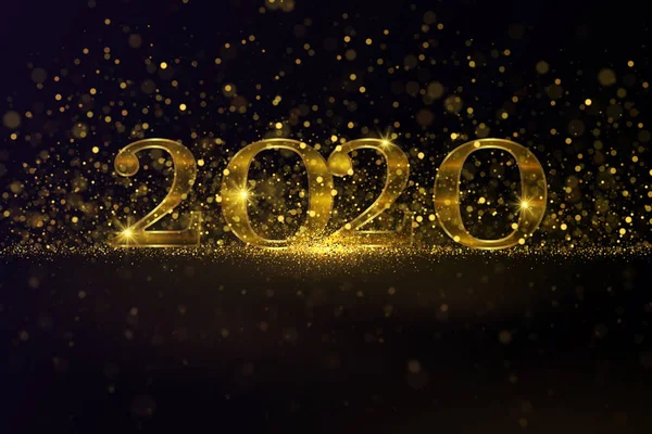 2020 Pırıl pırıl altın sayılar, parıltı tozu, parlak parçacıklar. Şenlikli yeni yıl arka plan