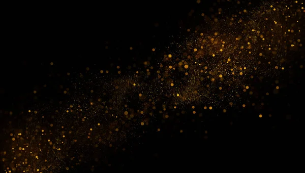 Gyllene Glitter Damm Svart Bakgrund — Stock vektor