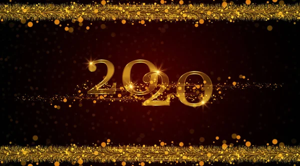 2020 闪闪发光的金色数字 节日新年背景 — 图库矢量图片