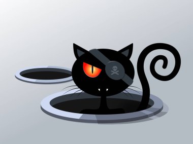 Kedi yarda korsan sanat vektör