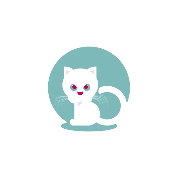 白い猫の怒りの赤い目ベクトルイラスト — ストックベクタ