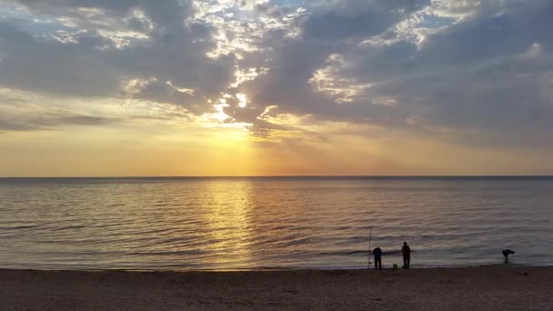 Mar Caspio Los Pescadores Mágica Vista Salida Del Mar Ubicación — Vídeo de stock