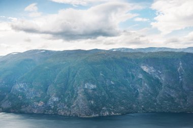 view to Aurlandsfjord from Stegastein viewpoint, Aurland, Norway clipart