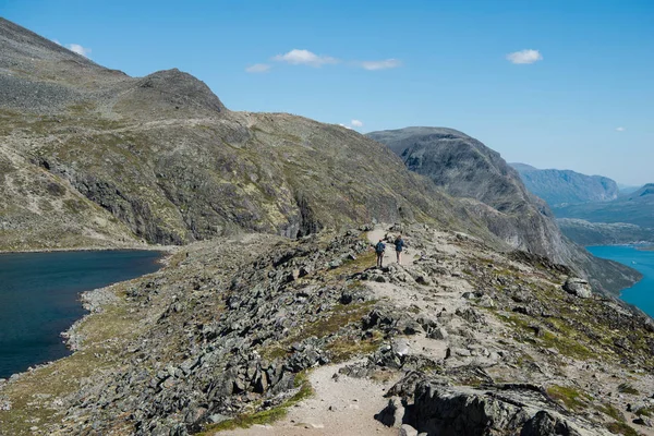 Coppia Escursioni Sul Crinale Besseggen Nel Parco Nazionale Jotunheimen Norvegia — Foto stock gratuita