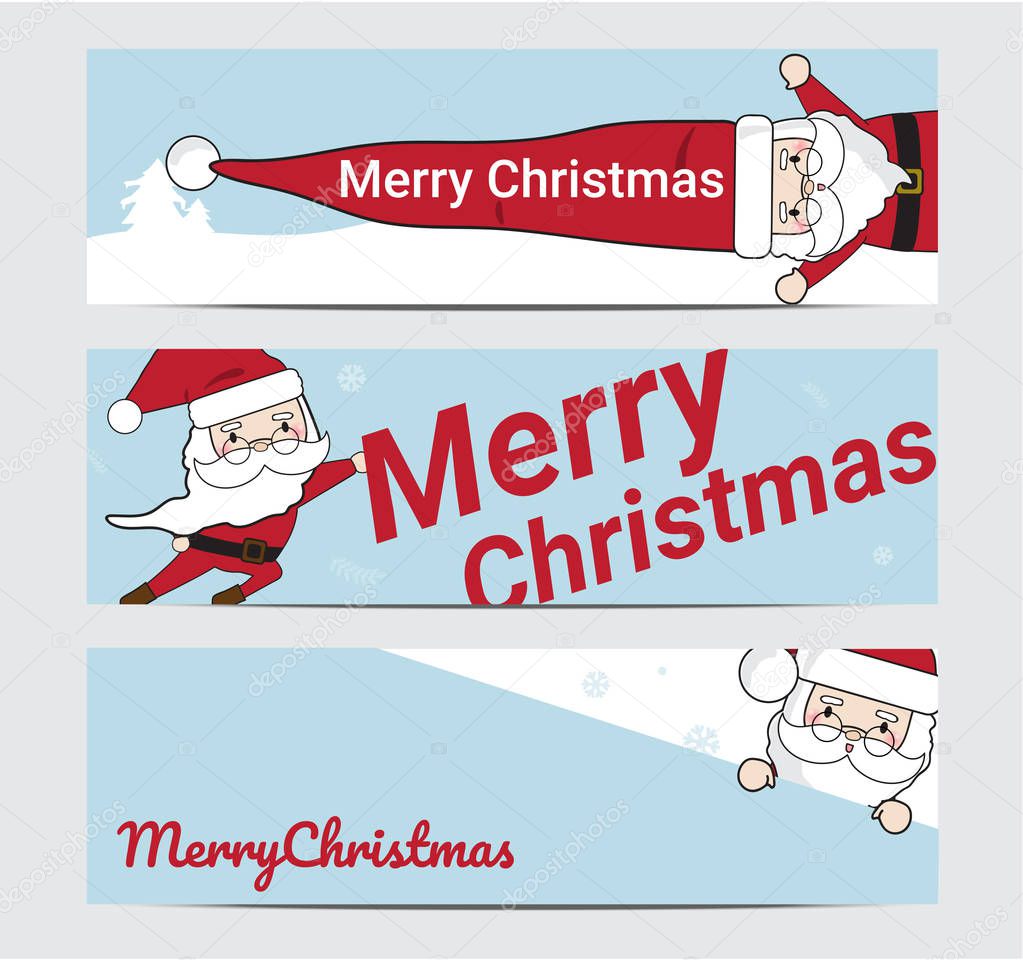 Merry Christmas and Happy New Year with Santa Background Illustration Banner Set