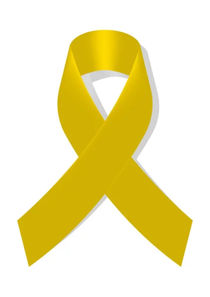 Yellow Awareness Ribbon White Background Mourning Symbol Bone Cancer Background — Stock Vector