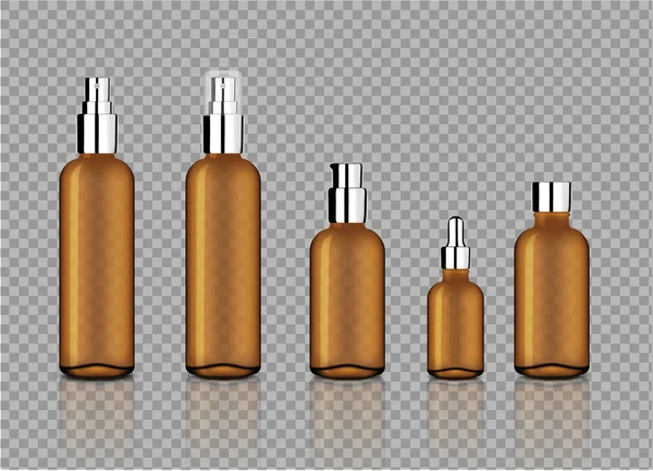 Mock Vidrio Transparente Ámbar Brillante Realista Con Tapa Metálica Para — Archivo Imágenes Vectoriales