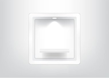 Işık ve gölge beyaz arka plan illüstrasyon on ürün göstermek için iç için gerçekçi boş Meydanı raf kadar alay