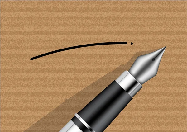 モックアップ クラフト紙背景イラストに現実的な万年筆 — ストックベクタ