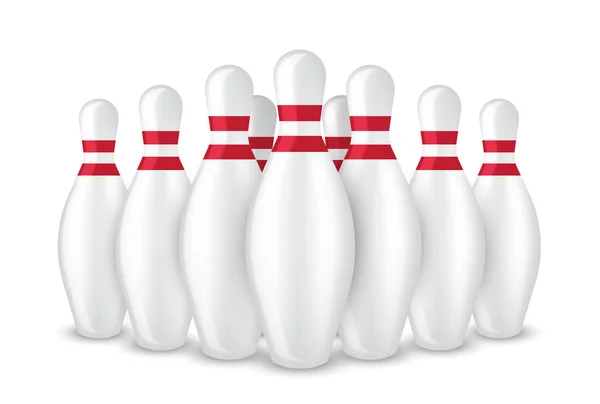 Realistisk Bowling Stift Sport Isolerad Vit Bakgrund Illustration — Stock vektor