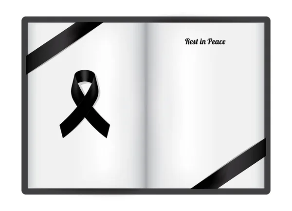 Simboliza Símbolo Luto Con Cinta Black Respect Fondo Del Libro — Archivo Imágenes Vectoriales
