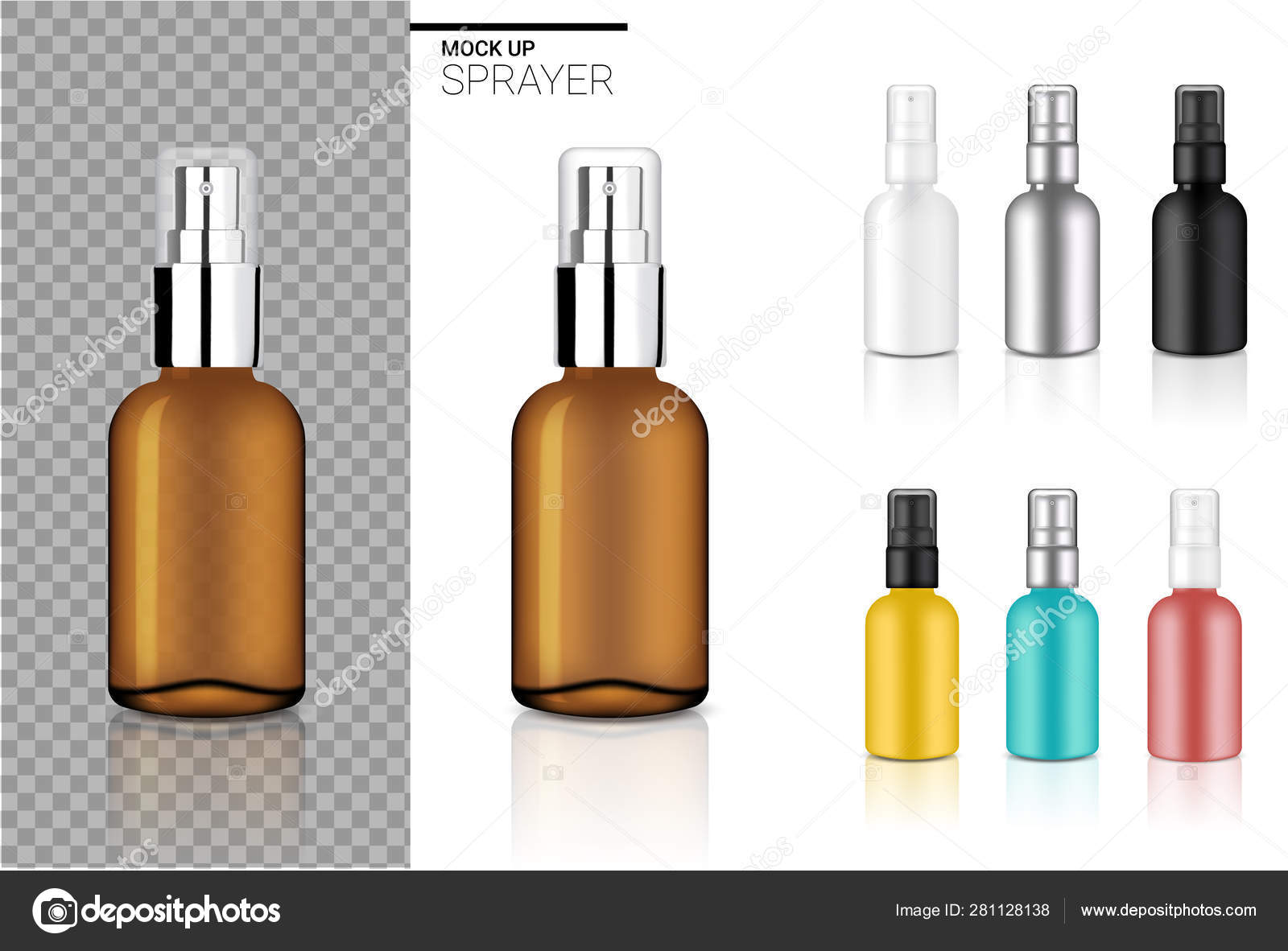 Download Mock Realistic Spray Bottle Cosmetic Set Template Black Transparent Amber Vector Image By C N A A M W A A N Hotmail Com Vector Stock 281128138