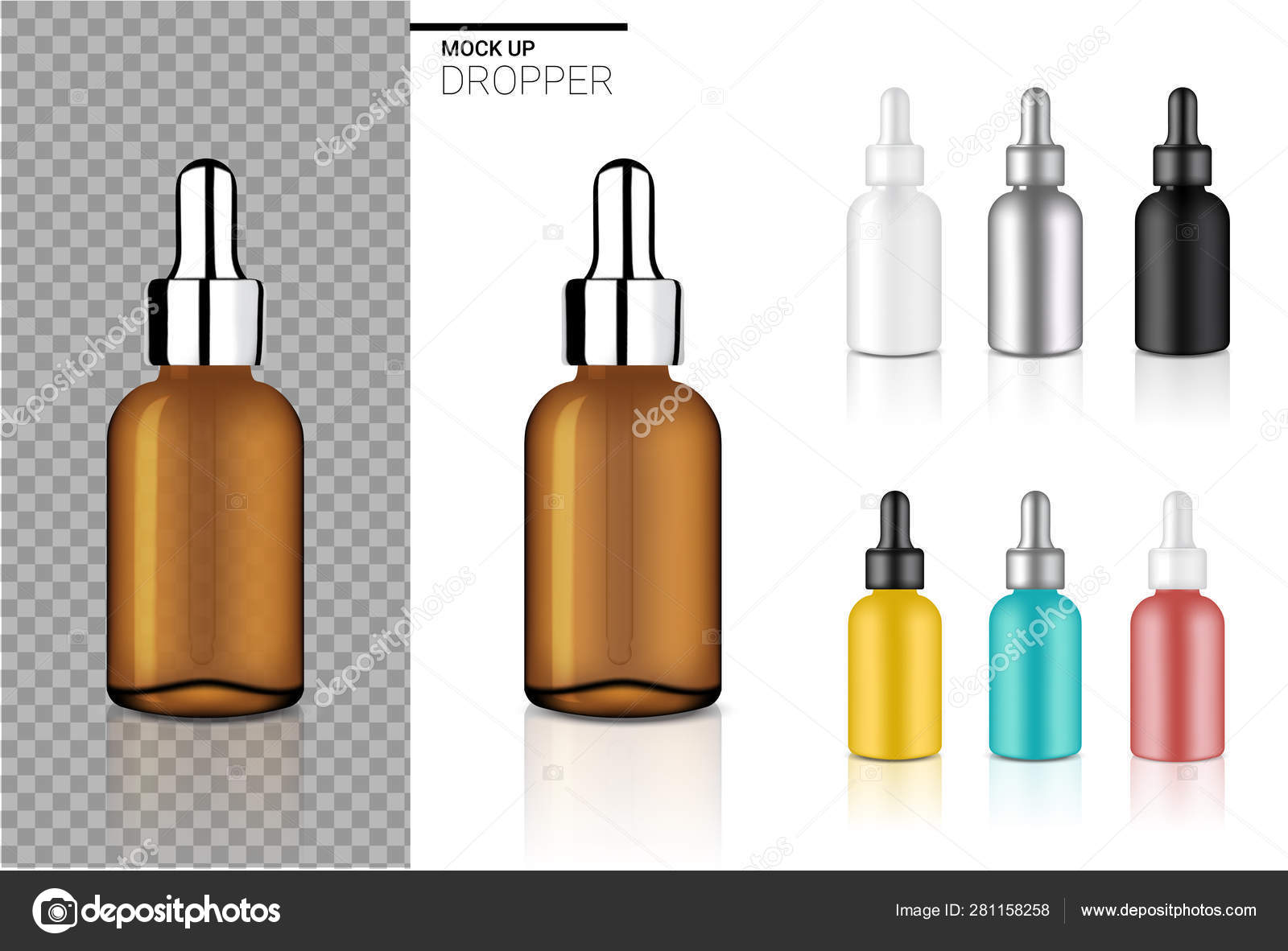 Download Mock Realistic Dropper Bottle Cosmetic Set Template Black Transparent Amber Vector Image By C N A A M W A A N Hotmail Com Vector Stock 281158258