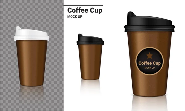 Mock Realistic Coffee Cup Packaging Product Logo Design Black White — Stock Vector