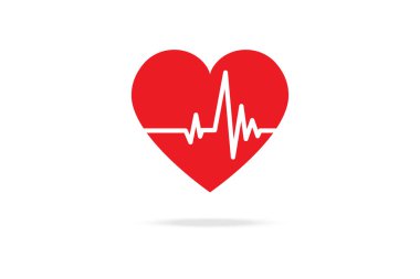 Kardiyogram Red Heart Beat Line. Kan Çizelgesi Beyaz Arkaplanda Acil Durum Vektörünü Göster. Sağlık ve Tıp Konsepti Tasarım Çizimi.