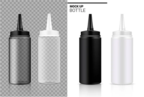 Bottle Mock up Realistic transparent white, black and Plastic ampoule or dropper Packaging. for Food and Health Care Medicine Product on white Background Illustration.