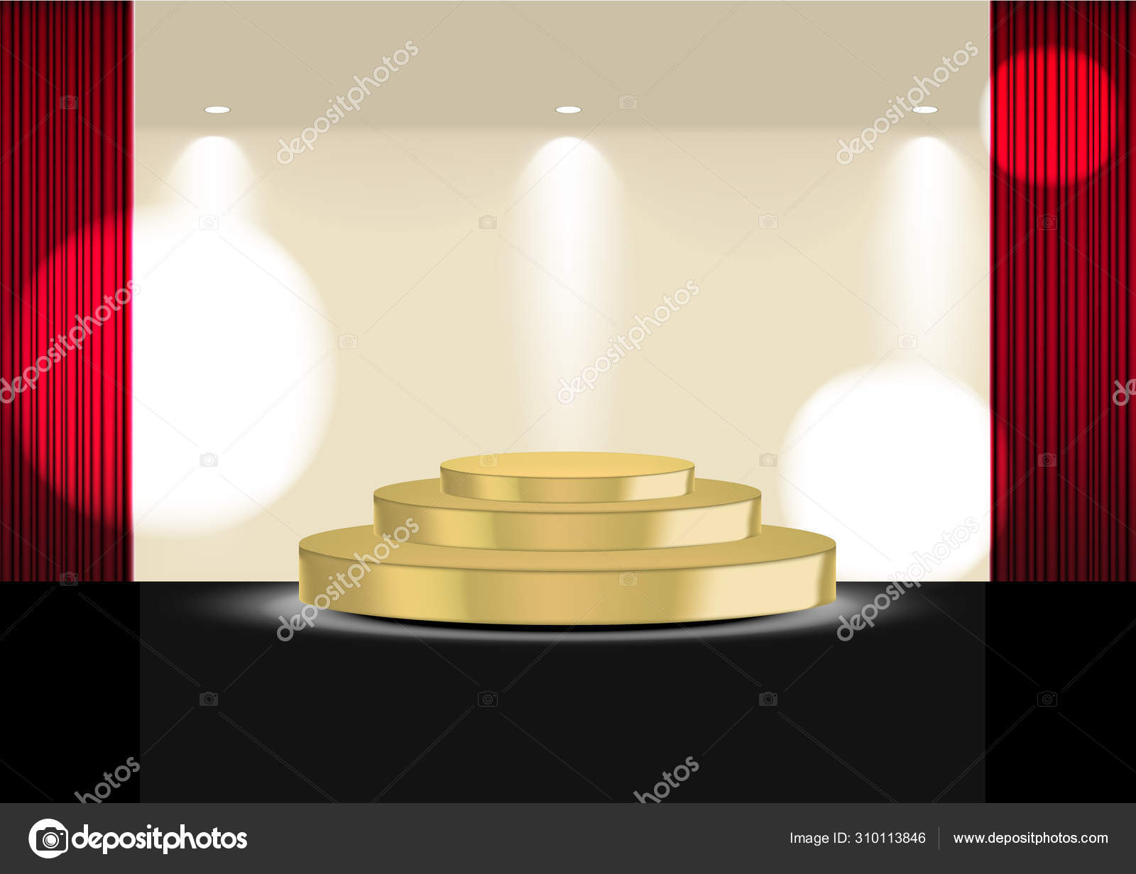 Download Mock Realistic Open Red Curtain Gold Stage Cinema Show Concert Vector Image By C N A A M W A A N Hotmail Com Vector Stock 310113846