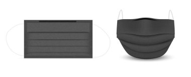 Beyaz arka planda cerrahi yüz maskesi ve virüs koruması var. Güvenli Solunum, Sağlık ve Tıbbi Tasarım.