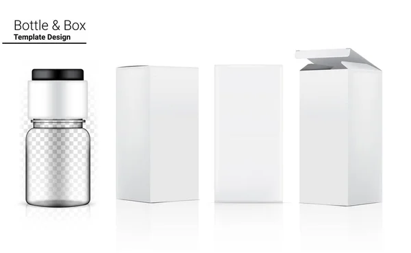 Glossy Transparent Bottle Mock Realistische Kosmetik Und Dimensionale Box Für — Stockvektor