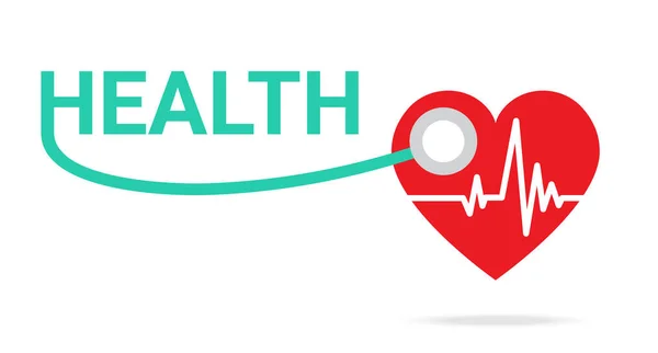 Kardiyogram Red Heart Beat Line Kan Çizelgesi Beyaz Arkaplanda Acil — Stok Vektör
