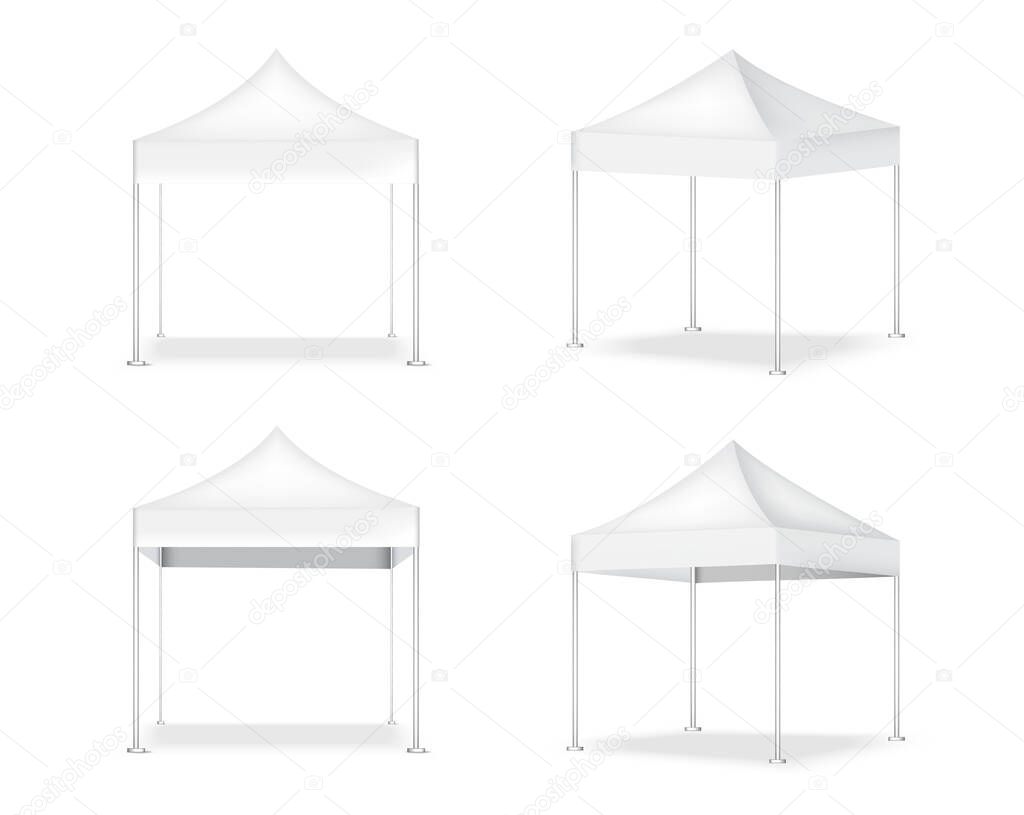 3D Mock up Realistic Tent Display POP Booth for Sale Marketing Promotion Exhibition Background Illustration