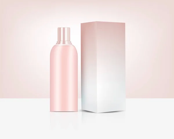 Bouteille Maquette Réaliste Rose Gold Parfum Cosmétique Boîte Pour Soins — Image vectorielle