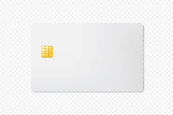 3Dモックアップブランククレジットカードでチップ上の透明背景 ショッピングテンプレートのコンセプトデザインのための電子商取引銀行 — ストックベクタ