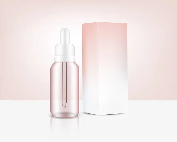 Transparente Tropfflasche Mock Realistic Rose Gold Parfüm Kosmetik Und Box — Stockvektor