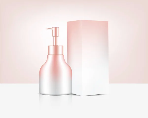 Pumpe Flasche Mock Realistische Rose Gold Parfüm Seife Kosmetik Und — Stockvektor