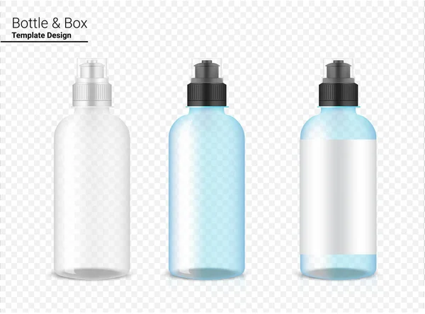 Bottle Mock Realistischer Transparenter Plastikschüttelvektor Für Wasser Und Trinken Konzeptdesign — Stockvektor