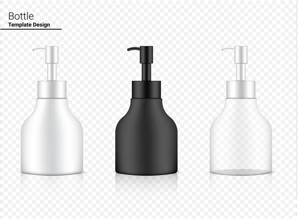 Glossy Pump Bottle Mock Transparente Weiße Und Schwarze Realistische Kosmetik — Stockvektor