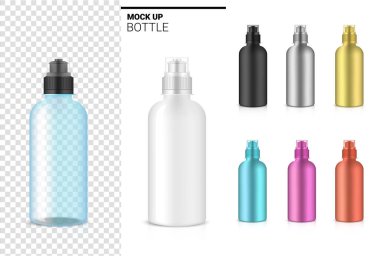 Şişe 3D Su ve İçecek İçin Vektör 'de Gerçekçi Şeffaf Plastik Titreştirici' yi taklit et. Bisiklet ve Spor Konsepti Tasarımı. 