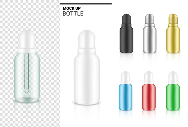Transparente Tropfflasche Mock Realistische Kosmetik Für Hautpflege Essentielle Waren Oder — Stockvektor