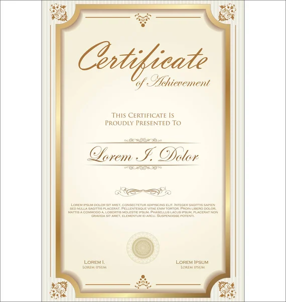 Certificado Diploma Ilustração Modelo Retro — Vetor de Stock