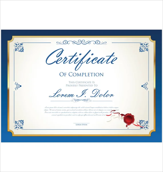 Certificado Diploma Plantilla Retro Ilustración — Vector de stock