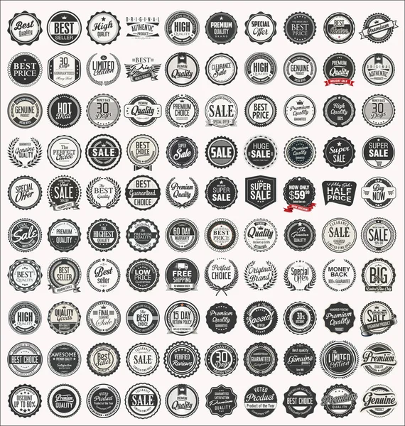 Mega Collection Retro Vintage Badges Labels — Stock Vector