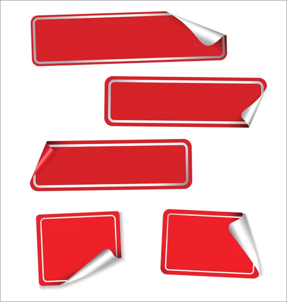Collection Red Labels Rounded Corners — Stock Vector
