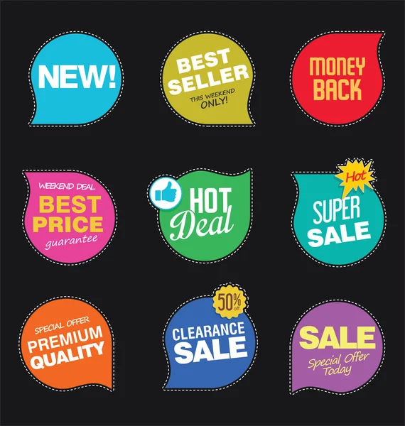 Moderne Verkoop Stickers Tags Kleurrijke Collectie — Stockvector