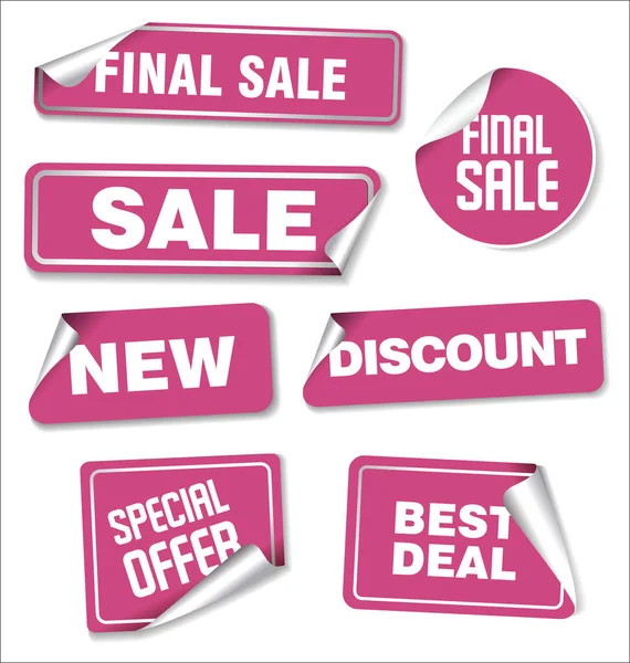 Satılık çıkartmaları köşeleri yuvarlatılmış topluluğu